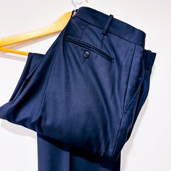 BETENLY | Navy wool dress pants men | Tailored suit trousers | Size 38 * - Picture 11 of 11